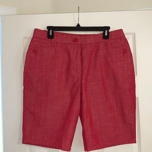 Red Bermuda style shorts